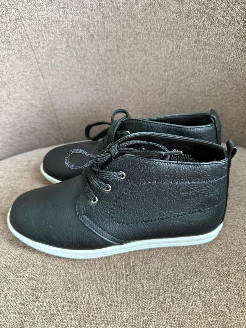 Kids Black Lace-Up Ankle Boots